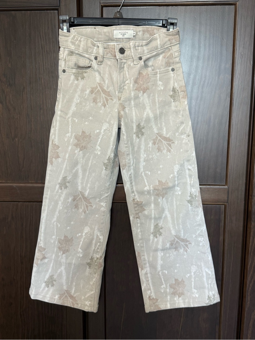 Hidden Jeans Kids Leaf Print Straight Jeans Beige Size 10R